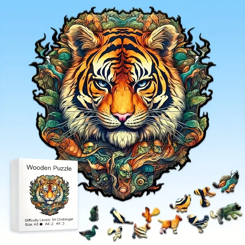 Baby Products Unique - Puzzle in legno tigre, giocattolo antistress