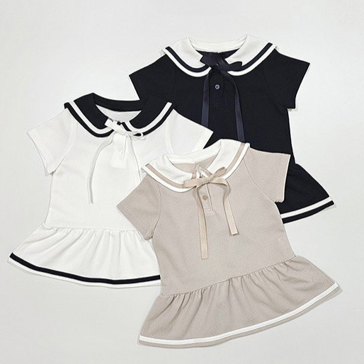 Baby Products Korean - Vestito con Colletto per Bambina, Nuovo